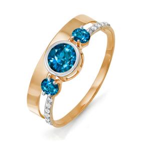 Золотое кольцо КЮЗ Del'ta D311502 с фианитом и Лондон топазом D311502 фото