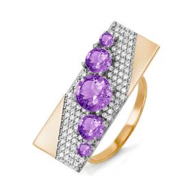 Золотое кольцо КЮЗ Del'ta D311530 с фианитом и аметистом D311530 фото