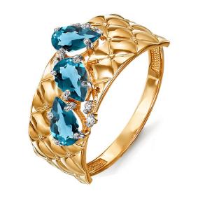 Золотое кольцо КЮЗ Del'ta D311542 с фианитом и Лондон топазом D311542 фото