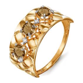 Золотое кольцо КЮЗ Del'ta D311560 с фианитом и раухтопазом D311560 фото