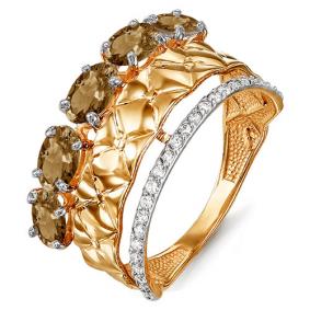 Золотое кольцо КЮЗ Del'ta D311581 с фианитом и раухтопазом D311581 фото