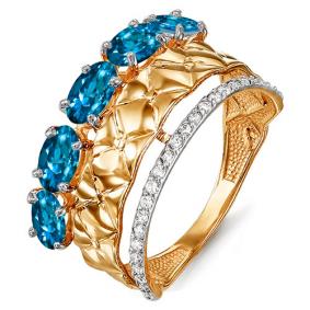 Золотое кольцо КЮЗ Del'ta D311584 с фианитом и Лондон топазом D311584 фото