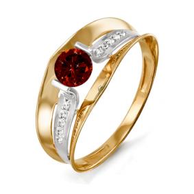 Золотое кольцо КЮЗ Del'ta D311615 с фианитом и гранатом D311615 фото