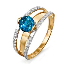 Золотое кольцо КЮЗ Del'ta D311648 с фианитом и Лондон топазом D311648 фото