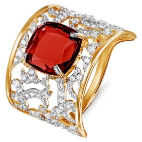 Золотое кольцо КЮЗ Del'ta D311737 с фианитом и гранатом D311737 фото