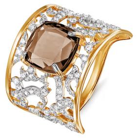 Золотое кольцо КЮЗ Del'ta D311739 с фианитом и раухтопазом D311739 фото