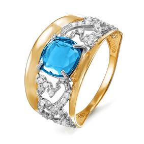 Золотое кольцо КЮЗ Del'ta D311743 с топазом и фианитом D311743 фото