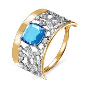 Золотое кольцо КЮЗ Del'ta D311750 с топазом и фианитом D311750 фото