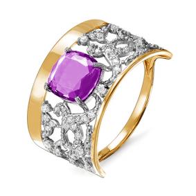 Золотое кольцо КЮЗ Del'ta D311752 с фианитом и аметистом D311752 фото