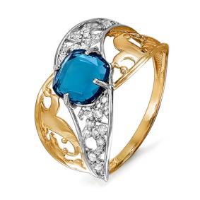 Золотое кольцо КЮЗ Del'ta D311763 с фианитом и Лондон топазом D311763 фото