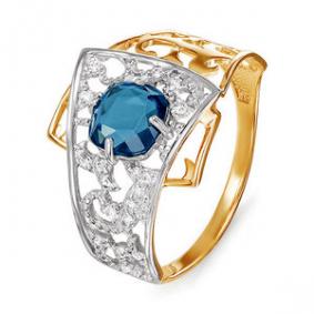 Золотое кольцо КЮЗ Del'ta D311777 с фианитом и Лондон топазом D311777 фото