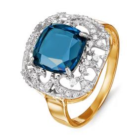 Золотое кольцо КЮЗ Del'ta D311791 с фианитом и Лондон топазом D311791 фото