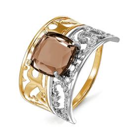 Золотое кольцо КЮЗ Del'ta D311795 с фианитом и раухтопазом D311795 фото