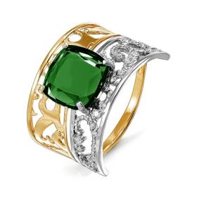 Золотое кольцо КЮЗ Del'ta D311796 с фианитом и кварцем D311796 фото