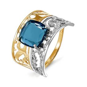 Золотое кольцо КЮЗ Del'ta D311798 с фианитом и Лондон топазом D311798 фото