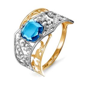 Золотое кольцо КЮЗ Del'ta D311799 с топазом и фианитом D311799 фото