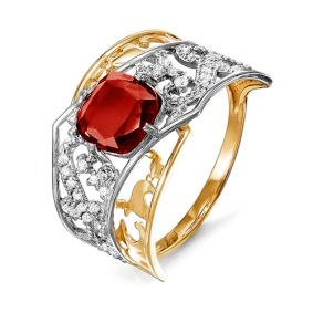 Золотое кольцо КЮЗ Del'ta D311800 с фианитом и гранатом D311800 фото