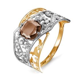 Золотое кольцо КЮЗ Del'ta D311802 с фианитом и раухтопазом D311802 фото