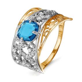 Золотое кольцо КЮЗ Del'ta D311820 с топазом и фианитом D311820 фото