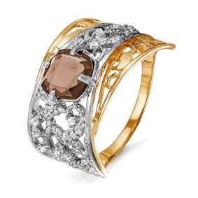 Золотое кольцо КЮЗ Del'ta D311823 с фианитом и раухтопазом D311823 фото