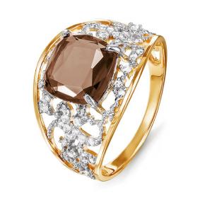 Золотое кольцо КЮЗ Del'ta D311830 с фианитом и раухтопазом D311830 фото