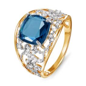 Золотое кольцо КЮЗ Del'ta D311833 с фианитом и Лондон топазом D311833 фото