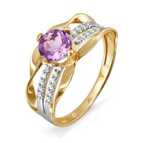 Золотое кольцо КЮЗ Del'ta D311923 с фианитом и аметистом D311923 фото