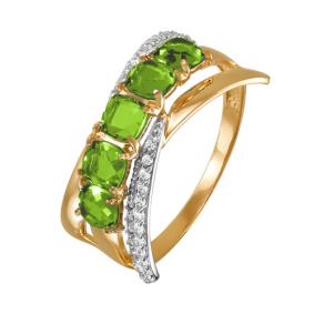 Золотое кольцо КЮЗ Del'ta D311929 с фианитом и хризолитом D311929 фото