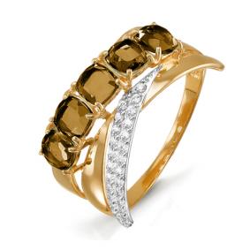 Золотое кольцо КЮЗ Del'ta D312004 с фианитом и раухтопазом D312004 фото