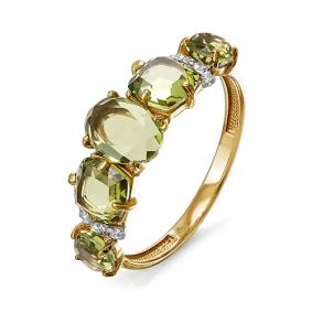 Золотое кольцо КЮЗ Del'ta D312096 с фианитом и кварцем D312096 фото