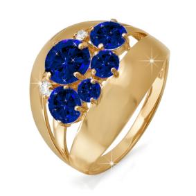 Золотое кольцо КЮЗ Del'ta D312291 с фианитом и сапфировым корундом D312291 фото