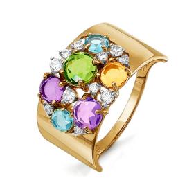 Золотые серьги КЮЗ Del'ta с ситаллом цвета Цитрин,Аметист,Хризолит D312337 D312337 фото