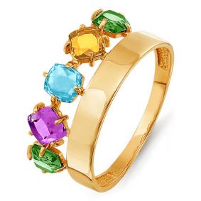 Золотое кольцо КЮЗ Del'ta D312449 с топазом, аметистом, хризолитом, цитрином и миксом камней D312449 фото