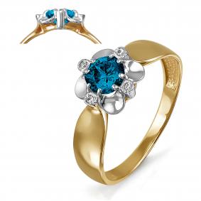 Золотое кольцо КЮЗ Del'ta D312480 с фианитом и Лондон топазом D312480 фото