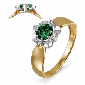 Золотое кольцо КЮЗ Del'ta D312481 с фианитом и кварцем D312481 фото