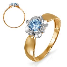Золотое кольцо КЮЗ Del'ta D312482 с топазом и фианитом D312482 фото