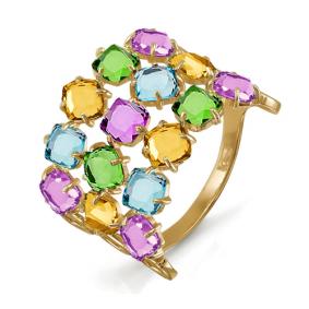 Золотое кольцо КЮЗ Del'ta с ситаллом цвета Хризолит, Топаз, Цитрин, Аметист D312484 D312484 фото