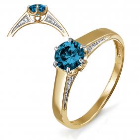 Золотое кольцо КЮЗ Del'ta D312494 с фианитом и Лондон топазом D312494 фото