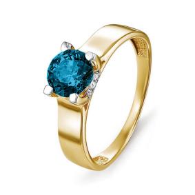 Золотое кольцо КЮЗ Del'ta D312501 с фианитом и Лондон топазом D312501 фото