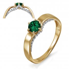 Золотое кольцо КЮЗ Del'ta D312523с с фианитом и кварцем D312523с фото