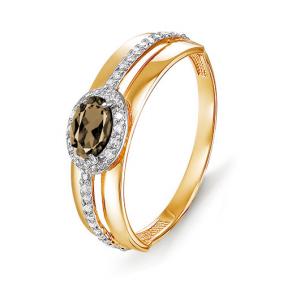 Золотое кольцо КЮЗ Del'ta D312720 с фианитом и раухтопазом D312720 фото