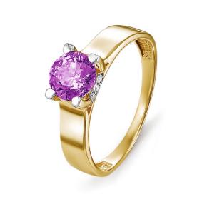 Золотое кольцо КЮЗ Del'ta D312846 с фианитом и аметистом D312846 фото