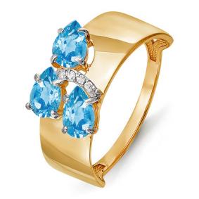 Золотое кольцо КЮЗ Del'ta D312854 с топазом и фианитом D312854 фото