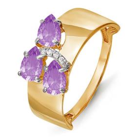 Золотое кольцо КЮЗ Del'ta D312856 с фианитом и аметистом D312856 фото