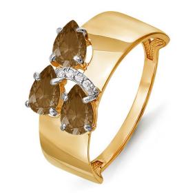 Золотое кольцо КЮЗ Del'ta D312857 с фианитом и раухтопазом D312857 фото
