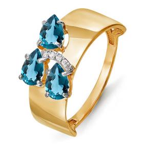 Золотое кольцо КЮЗ Del'ta D312860 с фианитом и Лондон топазом D312860 фото