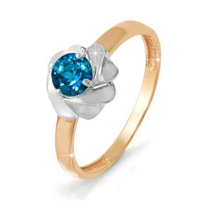 Золотое кольцо КЮЗ Del'ta D313034 с Лондон топазом D313034 фото