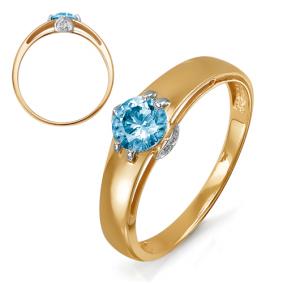 Золотое кольцо КЮЗ Del'ta D313246 с топазом и фианитом D313246 фото