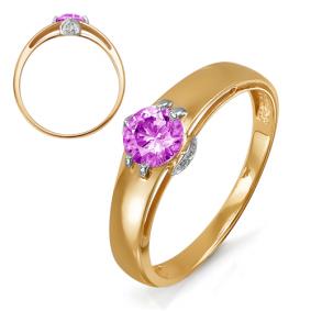Золотое кольцо КЮЗ Del'ta D313248 с фианитом и аметистом D313248 фото