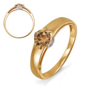 Золотое кольцо КЮЗ Del'ta D313249 с фианитом и раухтопазом D313249 фото